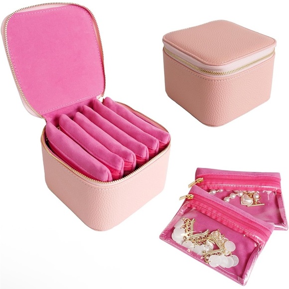 Pink Storage Box with Dividers and Matching Pouches - Picture 2 of 7